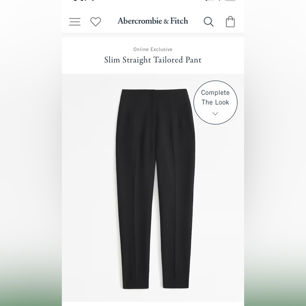Abercrombie & Fitch Slim Straight Tailored Pant 30 Regular Black